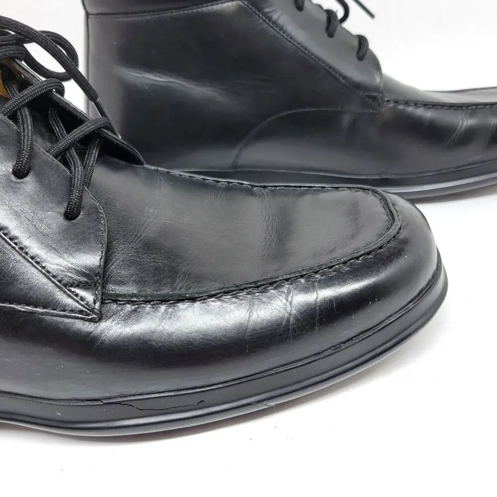 Cole Haan Mens Size 8 Black Leather Waterproof  Moc Toe Nikeair Ankle Boots